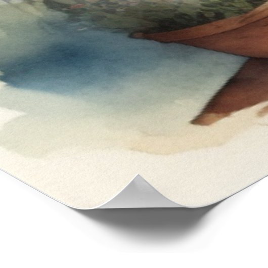 Waterverf Schilderen Ocean Uitzicht Front Porch Poster (Hoek)