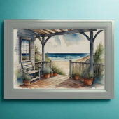 Waterverf Schilderen Ocean Uitzicht Front Porch Poster