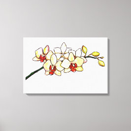 waterverf schilderen orchidee gele bloesems canvas afdruk