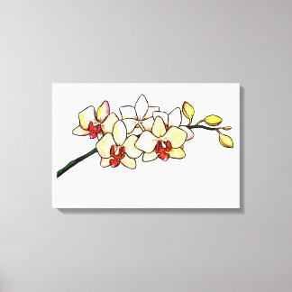 waterverf schilderen orchidee gele bloesems canvas afdruk