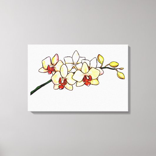 waterverf schilderen orchidee gele bloesems canvas afdruk (Voorkant)