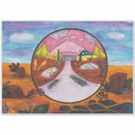 Waterverf Schilderen Science Fiction Dimension Art Sticker (Voorkant)