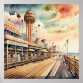 Waterverf Schilderen Summertime Boardwalk 1:1 Poster (Voorkant)
