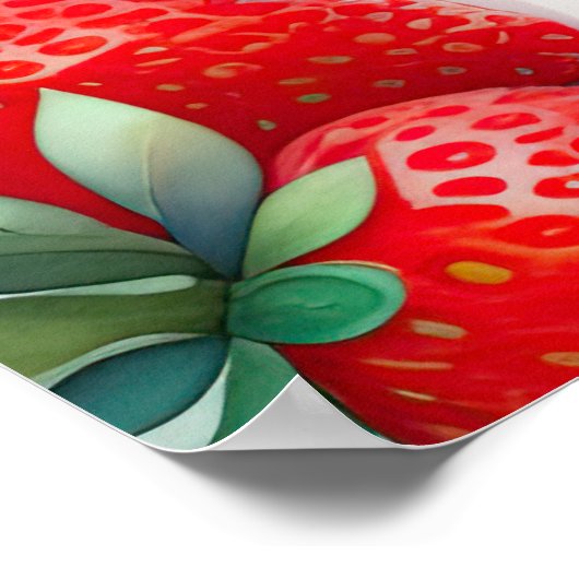 Waterverf Schilderen van Aardbeien Poster (Hoek)