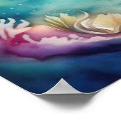 Waterverf Schilderen van Abstracte Zeemeermin 1:1 Poster (Hoek)