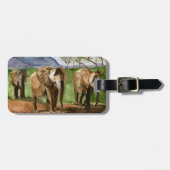 Waterverf schilderen van Afrikaanse olifanten Bagagelabel (Voorkant horizontaal)
