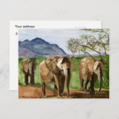 Waterverf schilderen van Afrikaanse olifanten Briefkaart (Voorkant / Achterkant)