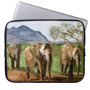Waterverf schilderen van Afrikaanse olifanten Laptop Sleeve