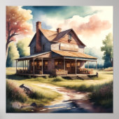 Waterverf Schilderen van Antiek Country Store Poster (Voorkant)