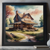 Waterverf Schilderen van Antiek Country Store Poster