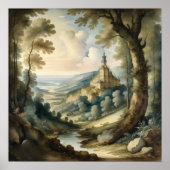 Waterverf Schilderen van Antiek Stijl Landschap Poster (Voorkant)