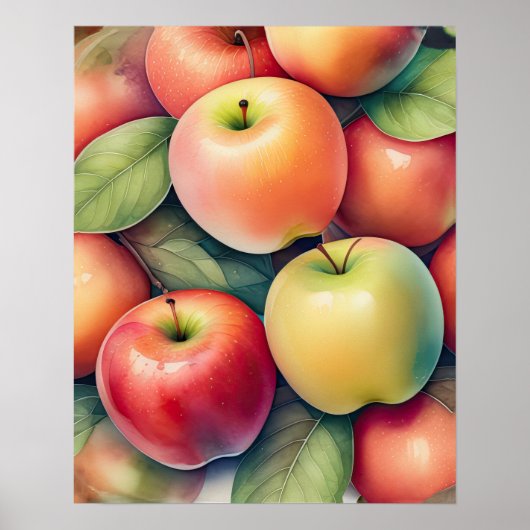 Waterverf Schilderen van Appels Poster (Voorkant)