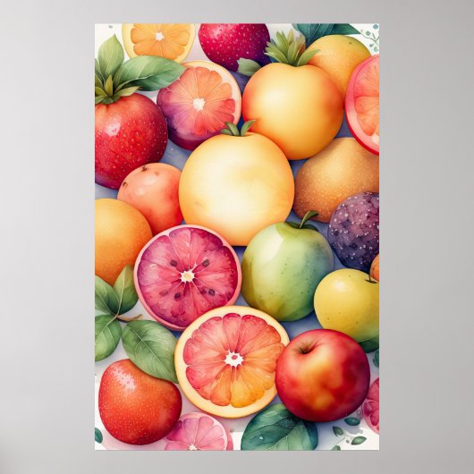 Waterverf Schilderen van Assorted Fruit II Poster (Voorkant)