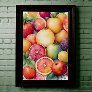 Waterverf Schilderen van Assorted Fruit II Poster
