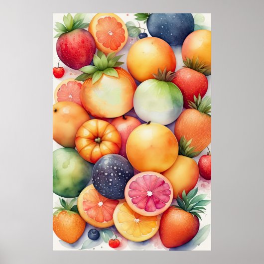 Waterverf Schilderen van Assorted Fruit Poster (Voorkant)