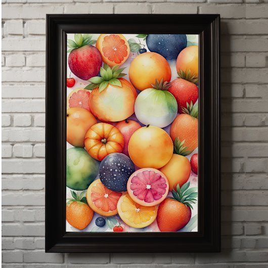 Waterverf Schilderen van Assorted Fruit Poster