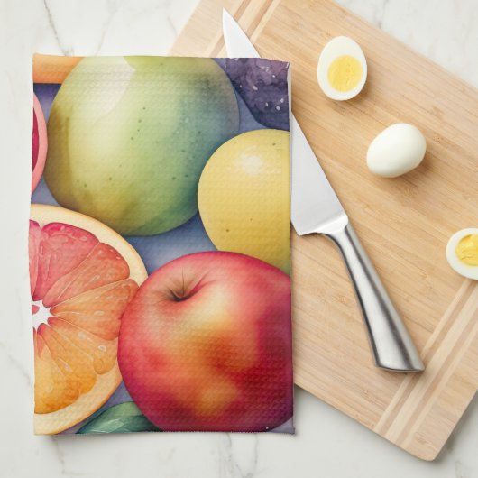 Waterverf Schilderen van Assorted Fruit Theedoek (Quarter Fold)