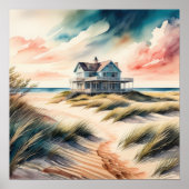 Waterverf Schilderen van Beach House Poster (Voorkant)