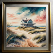 Waterverf Schilderen van Beach House Poster