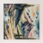 Waterverf Schilderen van Berglandschap Legpuzzel (Horizontaal)