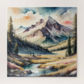 Waterverf Schilderen van Berglandschap Legpuzzel (Verticaal)