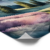 Waterverf Schilderen van Berglandschap Poster (Hoek)