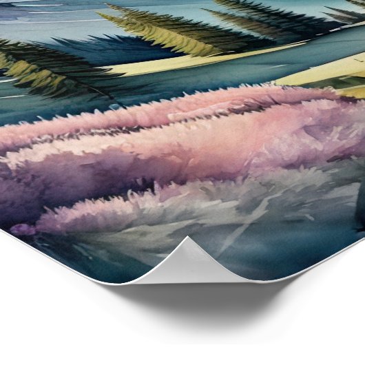 Waterverf Schilderen van Berglandschap Poster (Hoek)