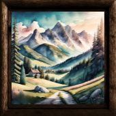 Waterverf Schilderen van Berglandschap Poster