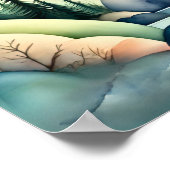 Waterverf Schilderen van Berglandschap Poster (Hoek)