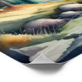 Waterverf Schilderen van Berglandschap Poster (Hoek)