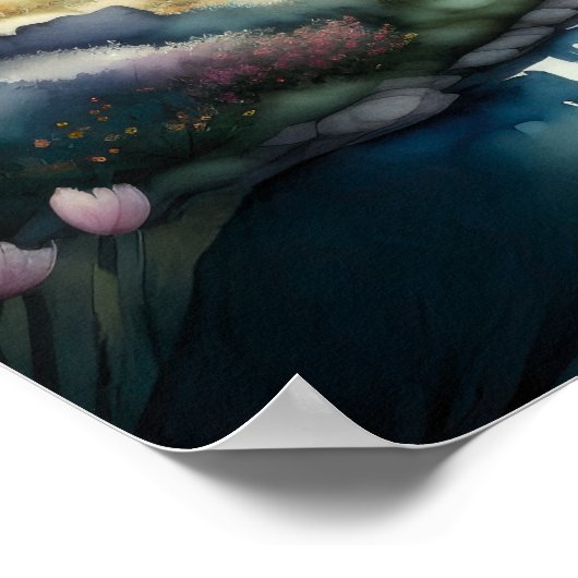 Waterverf Schilderen van Berglandschap Poster (Hoek)