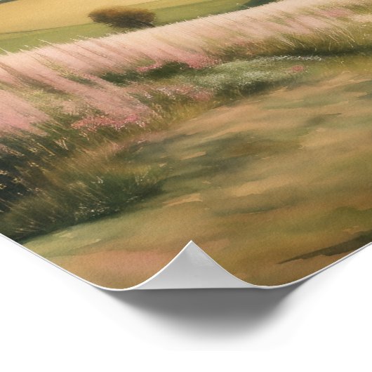 Waterverf Schilderen van Berglandschap Poster (Hoek)