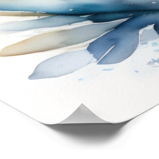 Waterverf Schilderen van Blauwe Vis Poster (Hoek)