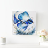 Waterverf Schilderen van Blauwe Vis Vierkante Klok (Huis)