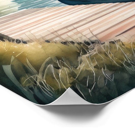 Waterverf Schilderen van Boot en Dock Poster (Hoek)