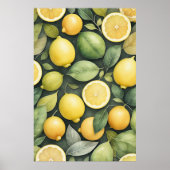 Waterverf Schilderen van citroenen Poster (Voorkant)