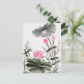 Waterverf schilderen van de Lotus Flower Briefkaart (Staand voorkant)