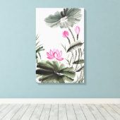 Waterverf schilderen van de Lotus Flower Canvas Afdruk (Insitu (Houten vloer))