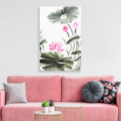 Waterverf schilderen van de Lotus Flower Canvas Afdruk (Insitu (Woonkamer))