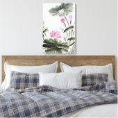 Waterverf schilderen van de Lotus Flower Canvas Afdruk (Insitu (Slaapkamer))