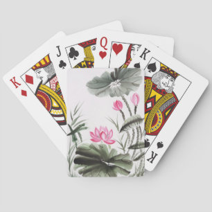 Waterverf schilderen van de Lotus Flower Pokerkaarten