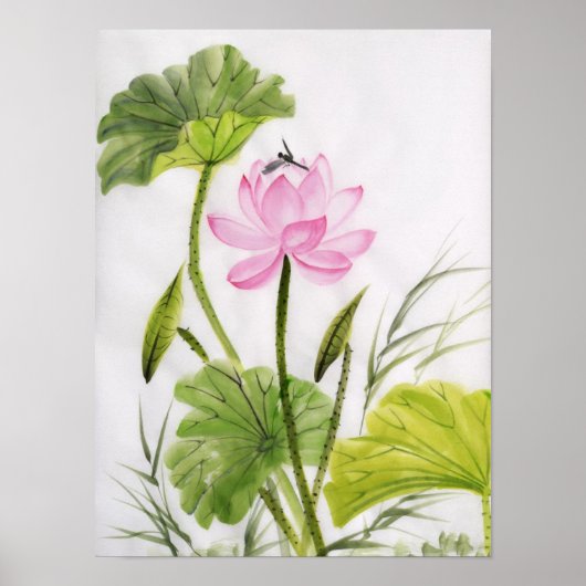 Waterverf schilderen van de Lotus Flower Poster (Voorkant)