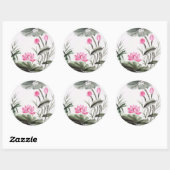 Waterverf schilderen van de Lotus Flower Ronde Sticker (Vel)