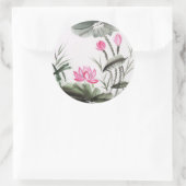 Waterverf schilderen van de Lotus Flower Ronde Sticker (Tas)