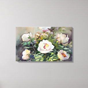 Waterverf schilderen van de mooie bloemen canvas afdruk