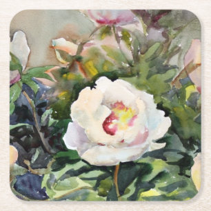 Waterverf schilderen van de mooie bloemen kartonnen onderzetters