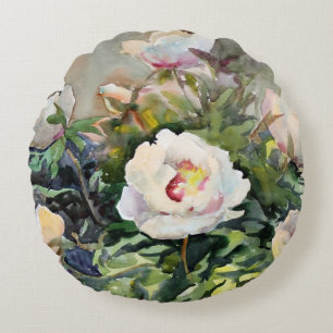 Waterverf schilderen van de mooie bloemen rond kussen