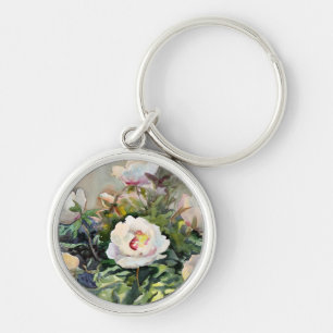 Waterverf schilderen van de mooie bloemen sleutelhanger
