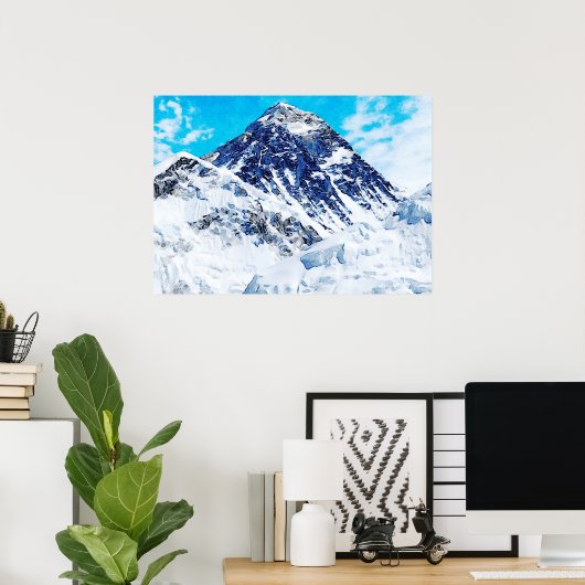 Waterverf schilderen van de Mount Everest Poster (Thuiskantoor)