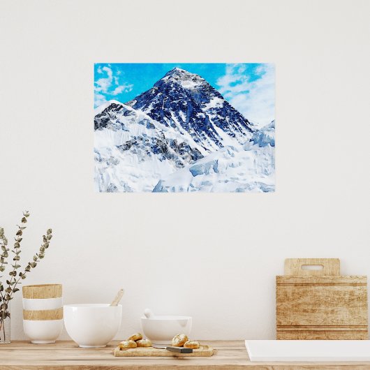 Waterverf schilderen van de Mount Everest Poster (Keuken)
